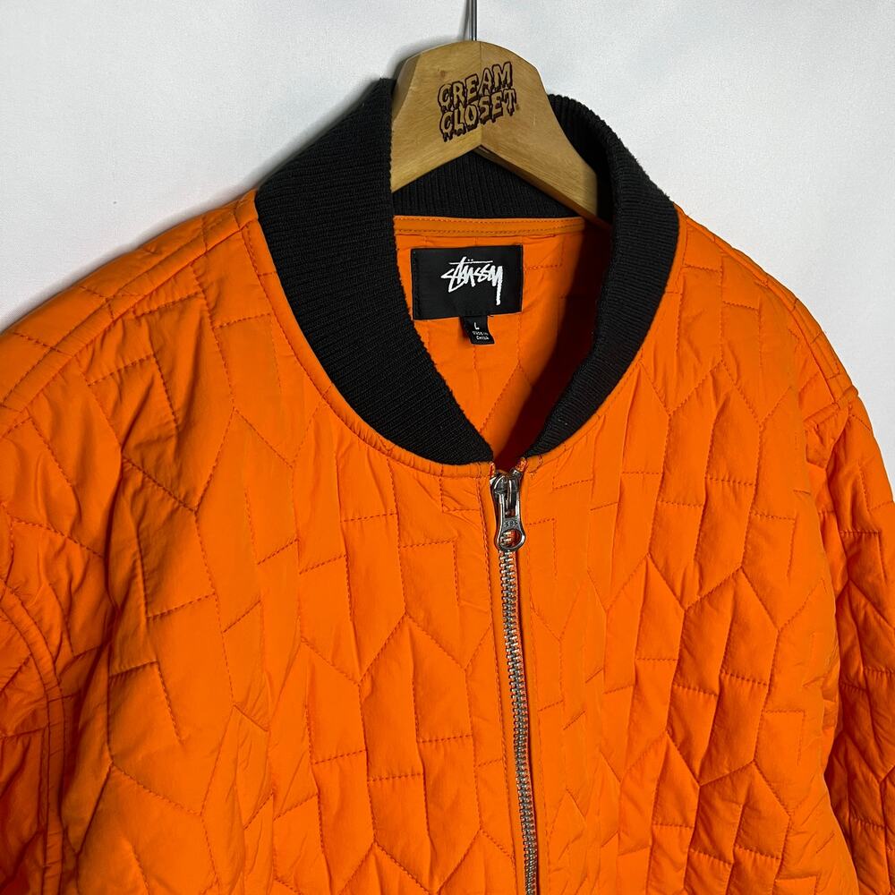 Stussy S Quilted Liner Nylon Bomber Jacket in Orange L - Picture 2 of 6